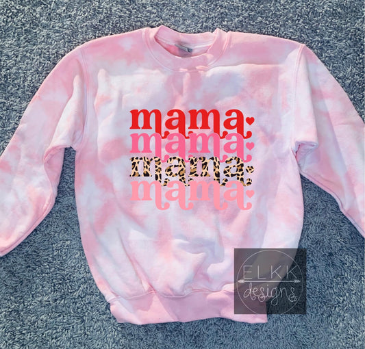 Mama Pink Tie dye crewneck